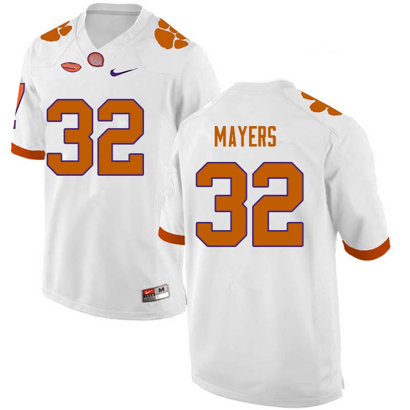 Men #32 Sylvester Mayers Clemson Tigers College Football Jerseys Sale-White - Click Image to Close